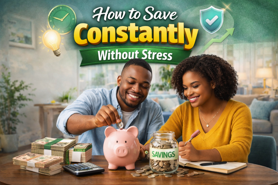 Person saving money effortlessly using simple budgeting and automatic savings methods