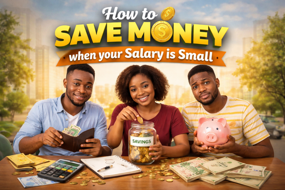 Person budgeting and saving money from a small salary using simple financial planning